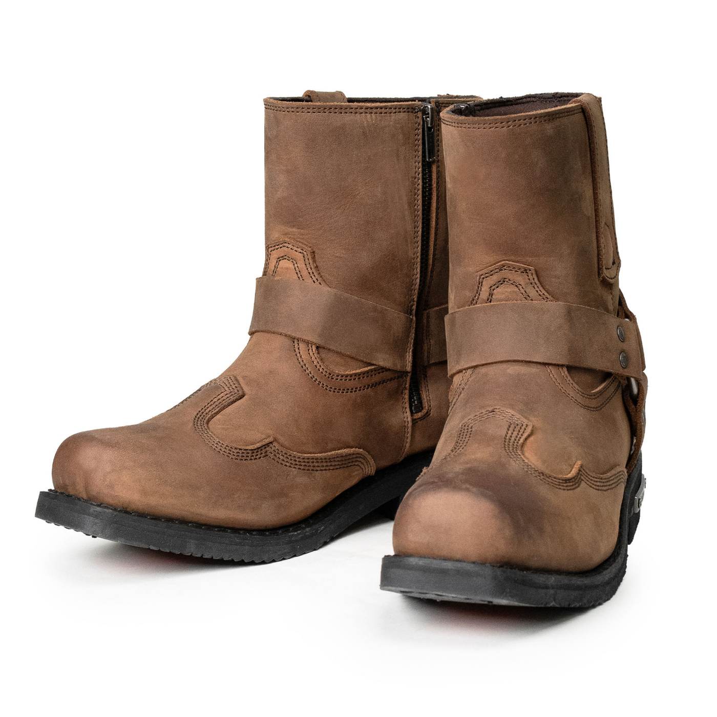 Milwaukee Leather Men's Copper Ridge Brown Suede Motorcycle Harness Boots - MBM9053