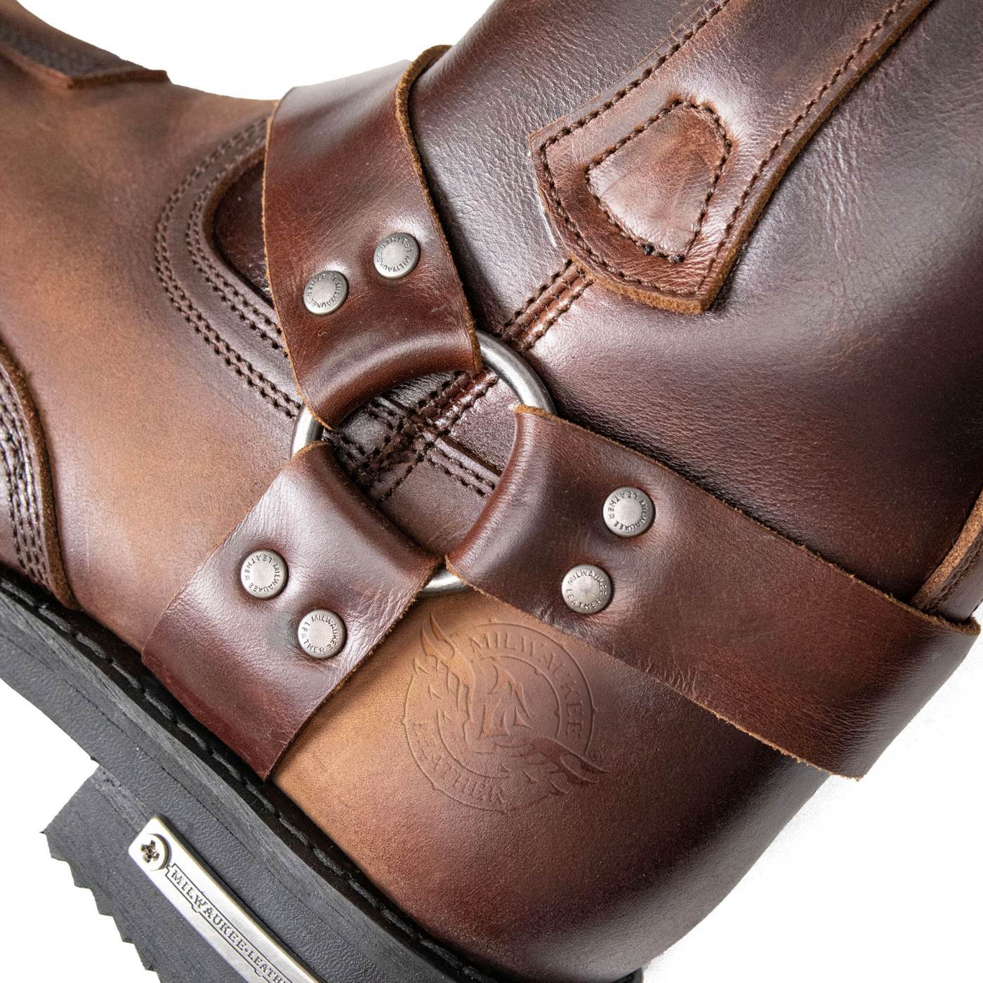 Milwaukee Leather Men's Copper Ridge Brown Suede Motorcycle Harness Boots - MBM9054