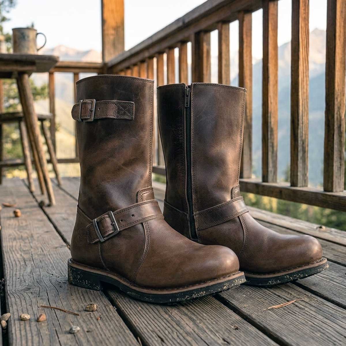 Milwaukee Leather MBM9064 Men's "Antique Ridge" Classic Brown Engineer Motorcycle Boots