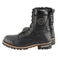 Milwaukee Leather Men's Classic Black Leather Lace-Up Logger Boots w/ Side Zipper MBM9095