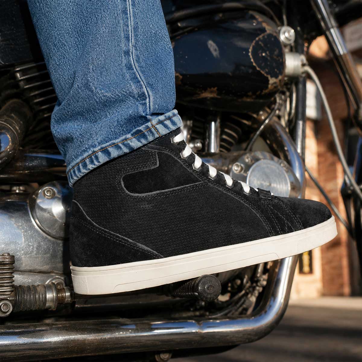 Milwaukee Leather Men's Roadflow Black Suede Reinforced Street Riding Shoes - MBM9106