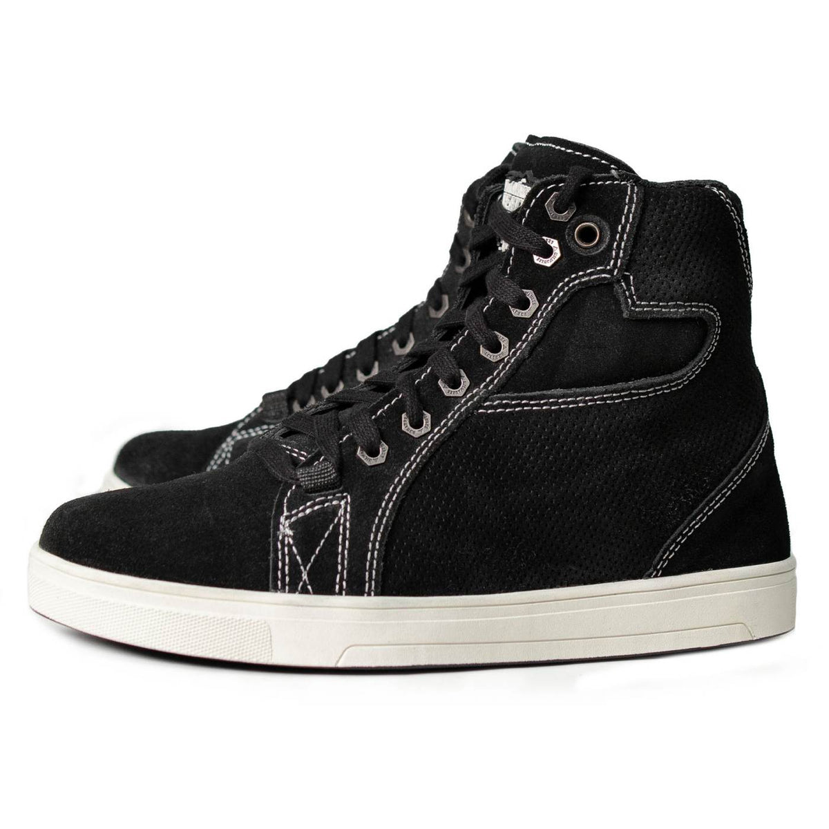 Milwaukee Leather Men's Roadstitch Black Suede Reinforced Street Riding Shoes w/ White Stitching - MBM9107