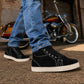 Milwaukee Leather Men's Roadstitch Black Suede Reinforced Street Riding Shoes w/ White Stitching - MBM9107