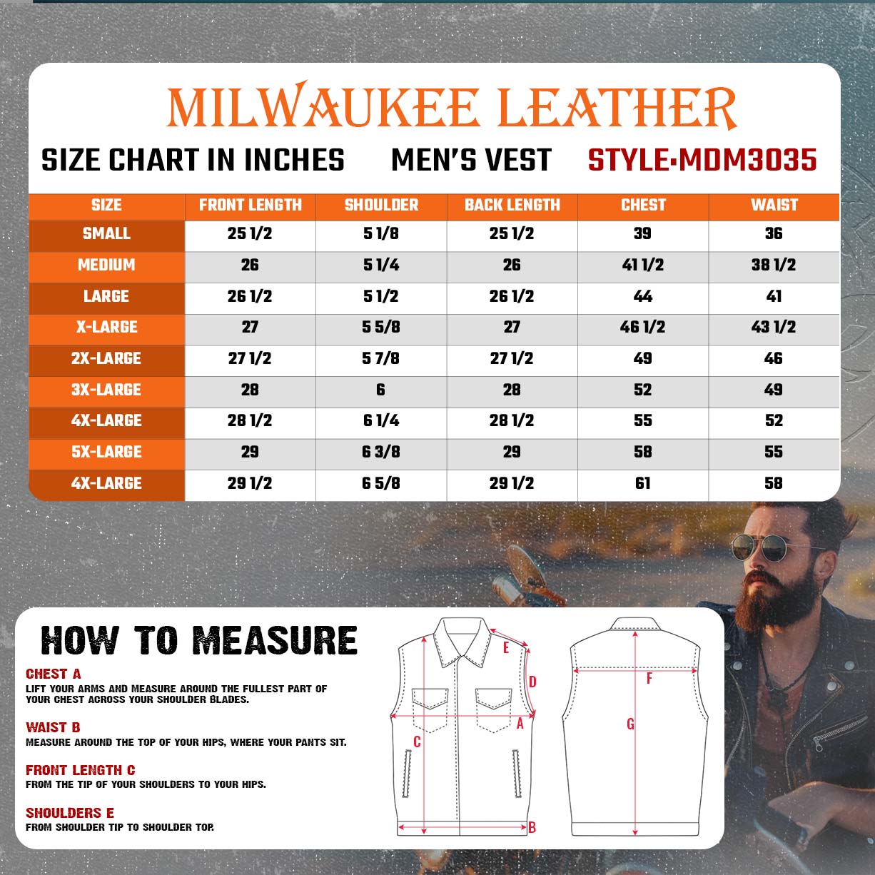 Milwaukee Leather MDM3035 Men’s Wrecker Club Vest – Black Denim & Leather, Diamond Quilt, White Stitch
