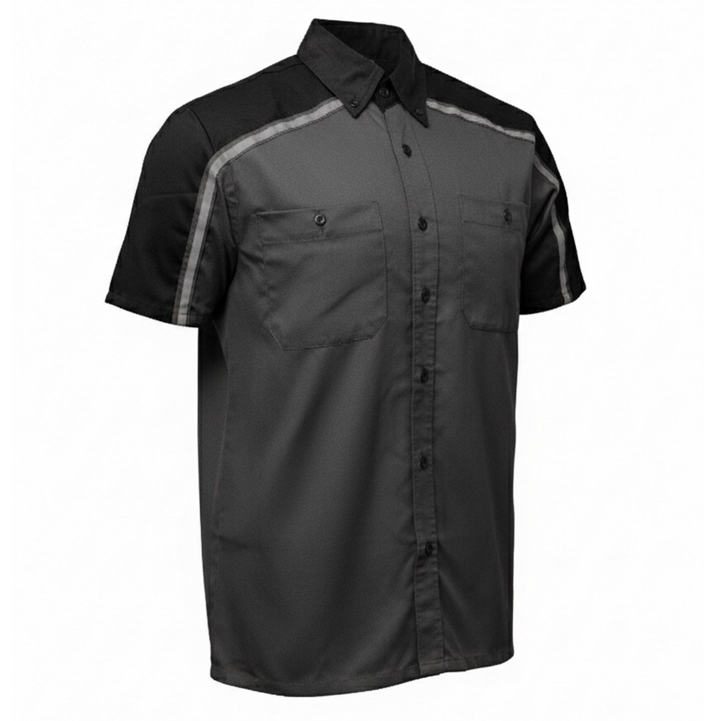 Milwaukee Motorcycle Clothing Co. Men’s Delco Gray/Black Mechanic Rider Ready Shirt w/ Reflective Strip MDM11605
