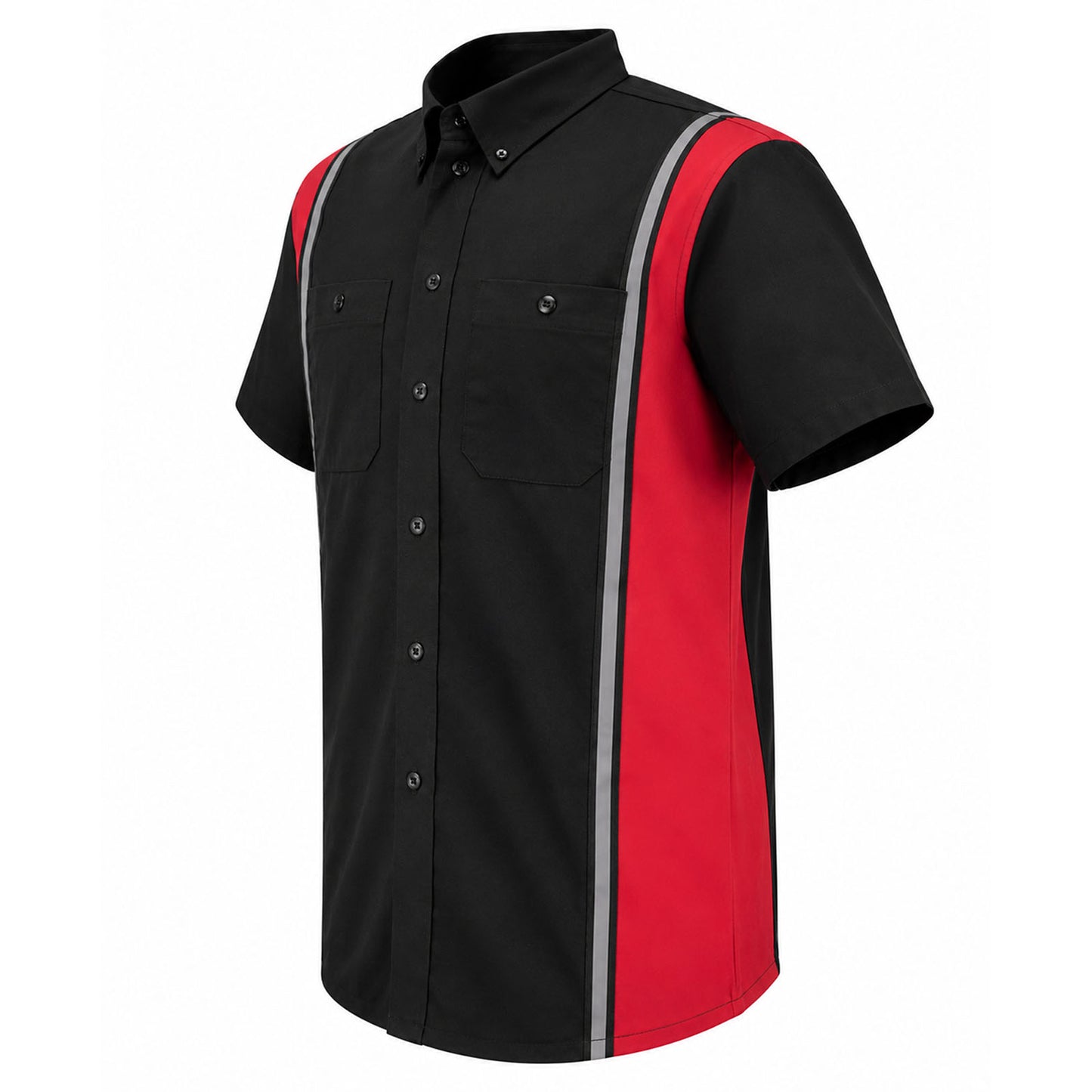 MMCC Men's Driftline Red Poly-Blend Mechanic Shirt - MDM11607