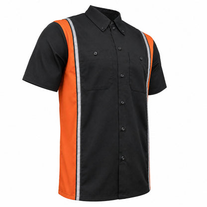 MMCC Men's Driftline Orange Poly-Blend Mechanic Shirt - MDM11610