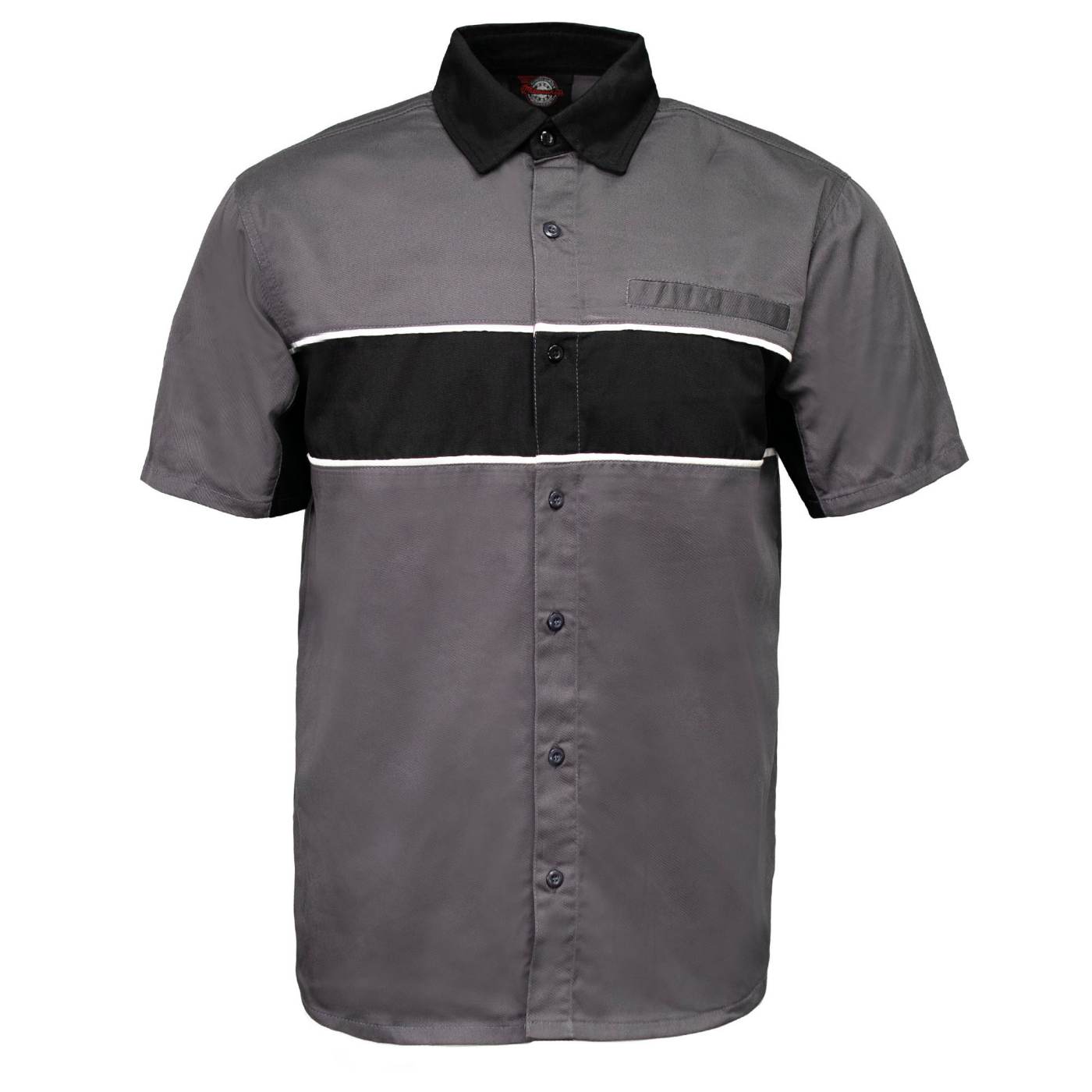 MMCC Men's Hardline Grey Black White Classic Mechanic Shirt - 100% Cotton w/ Microfiber Panel - MDM11619