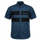 MMCC Men’s 'Double Down' Blue/Black Short Sleeve Mechanic Work Shirt - w/ Single Pocket - MDM11625