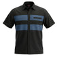 MMCC Men’s 'Double Down' Black/Blue Short Sleeve Mechanic Work Shirt - w/ Single Pocket - MDM11626