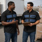 MMCC Men’s 'Double Down' Black/Blue Short Sleeve Mechanic Work Shirt - w/ Single Pocket - MDM11626