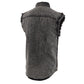 Milwaukee Leather MDM11683 Men’s Classic Beige/Black Button-Down Cut Off Frayed Sleeveless Casual Shirt