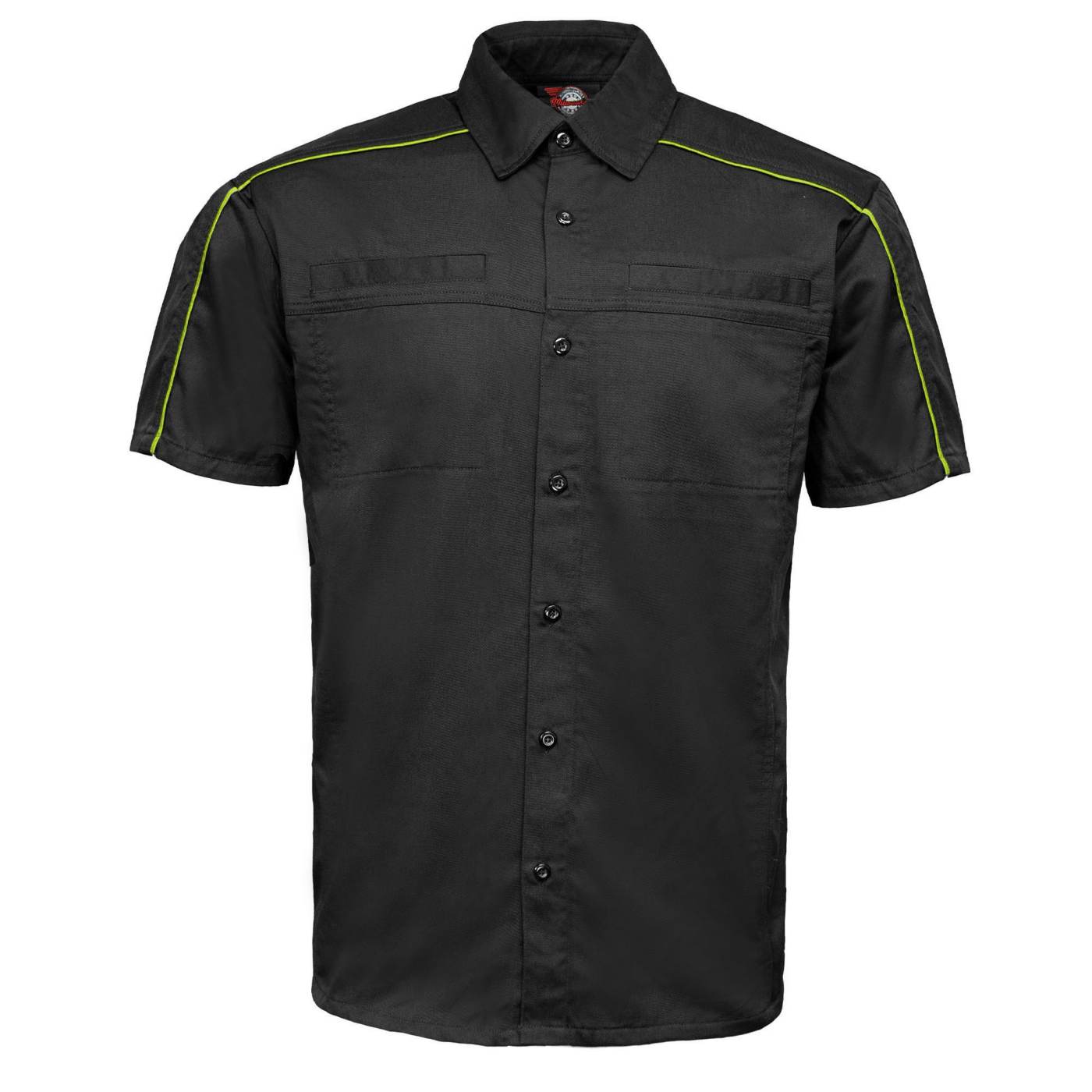 MMCC Men's Slipstream Black/Green Mechanic Work Shirt - 100% Cotton w/ Microfiber Panel - MDM11690