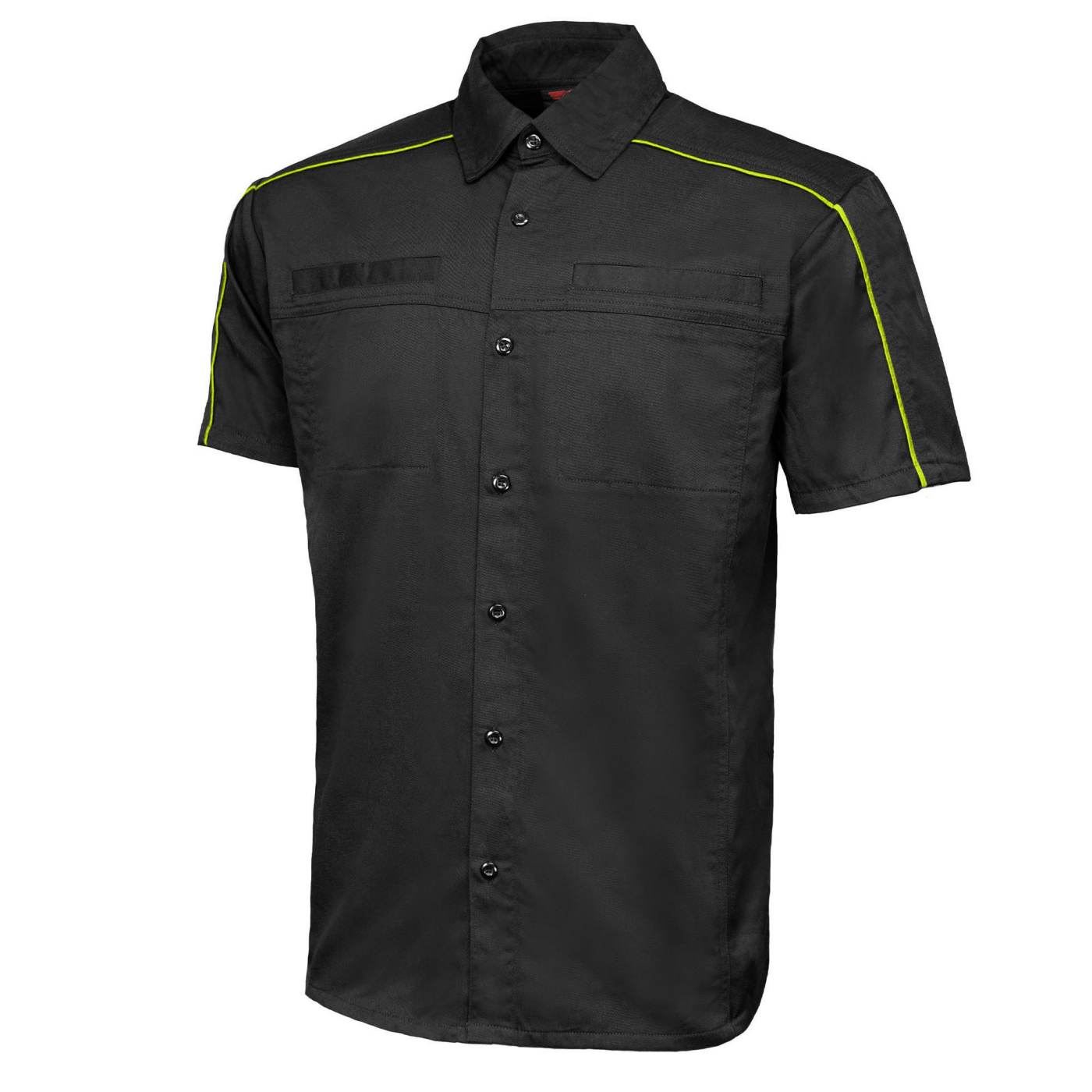 MMCC Men's Slipstream Black/Green Mechanic Work Shirt - 100% Cotton w/ Microfiber Panel - MDM11690