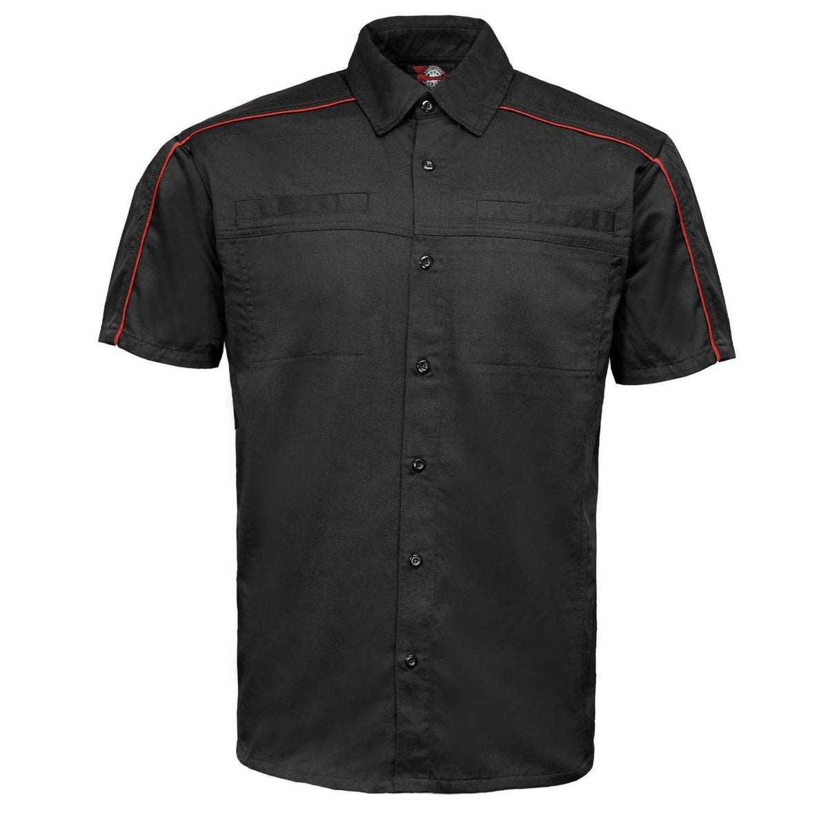 MMCC Men's Slipstream Black Red Poly-Blend Mechanic Shirt - MDM11691