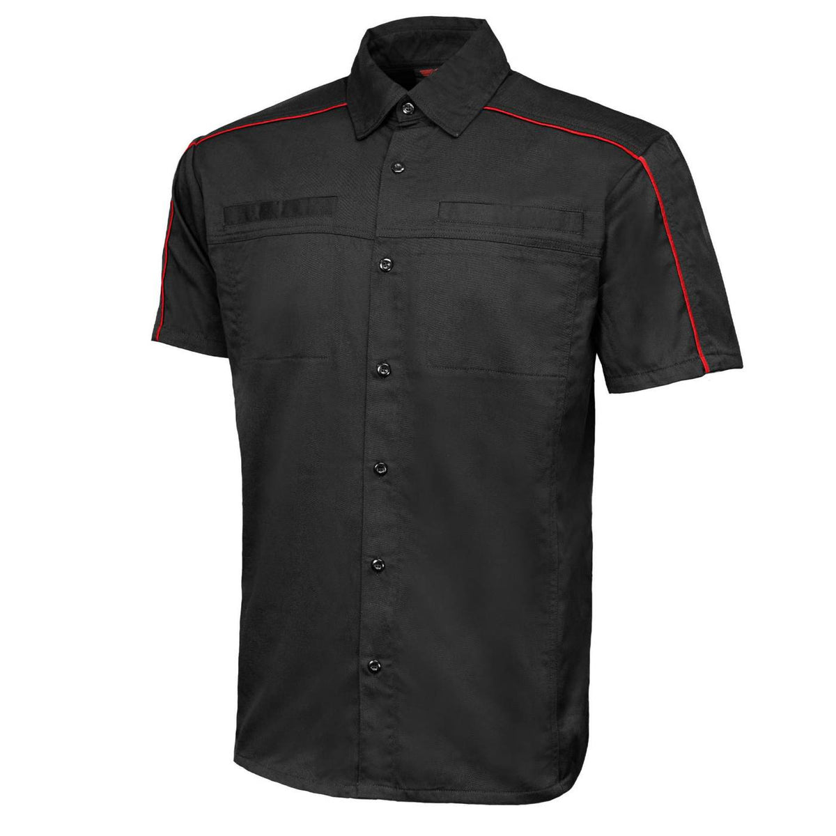 MMCC Men's Slipstream Black Red Poly-Blend Mechanic Shirt - MDM11691