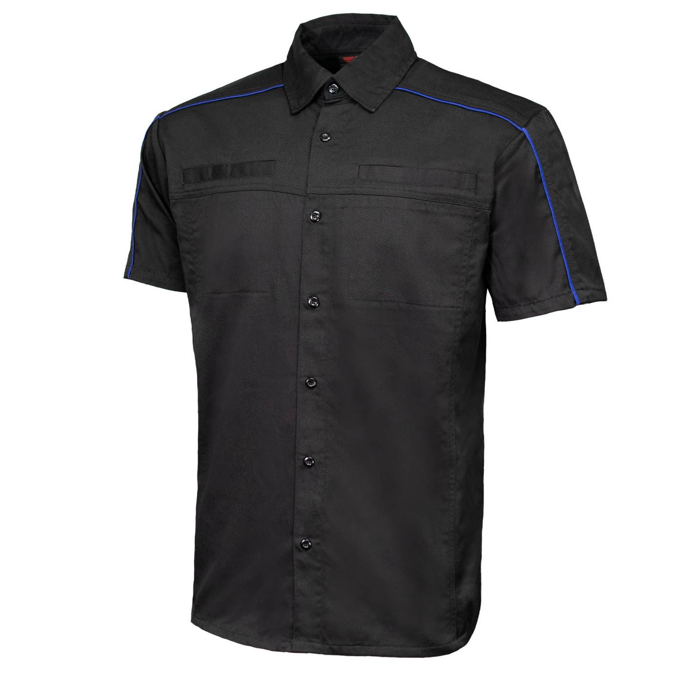 MMCC Men's Slipstream Black Royal Blue Classic Mechanic Shirt - 100% Cotton w/ Microfiber Panel - MDM11692