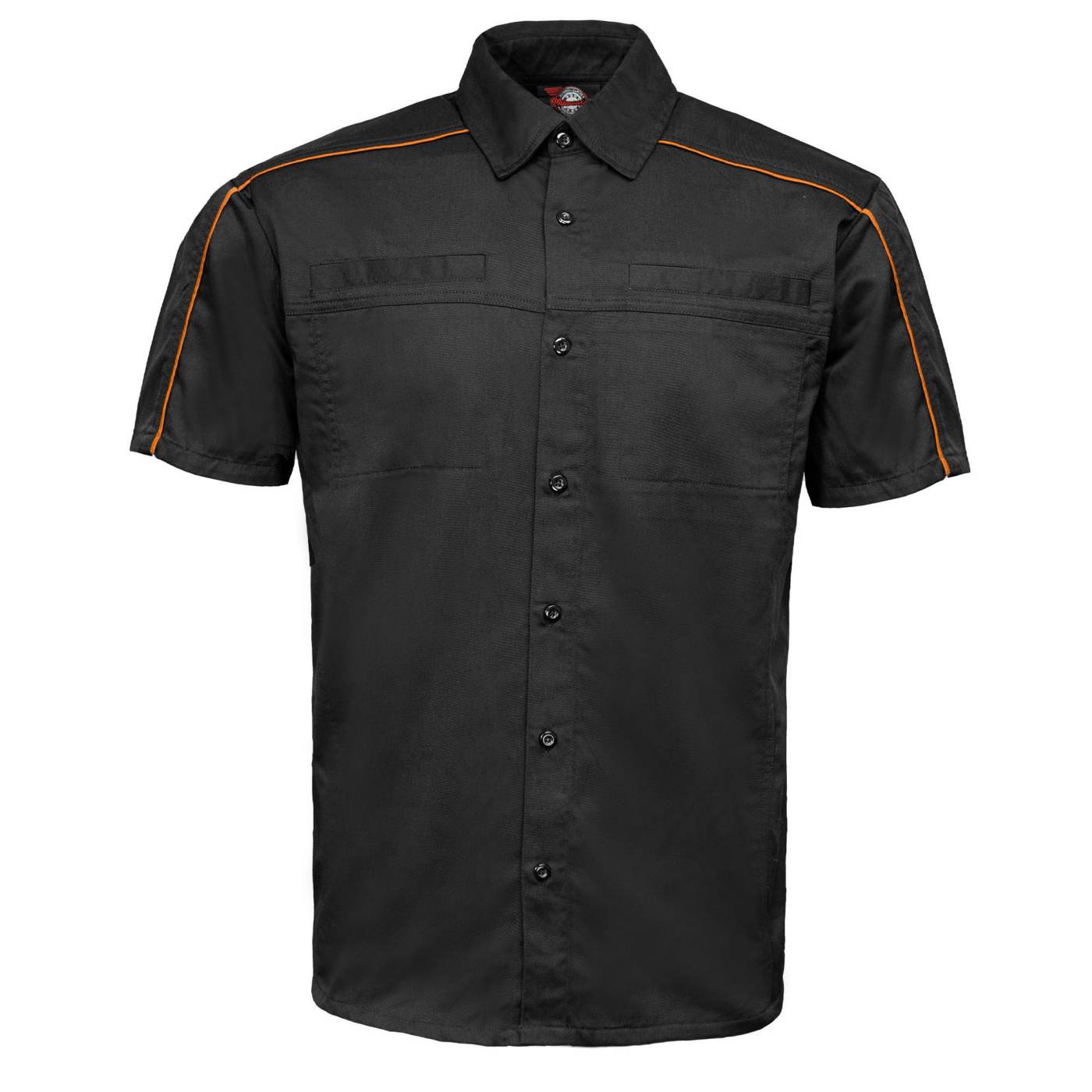 MMCC Men's Slipstream Black/OrangeMechanic Work Shirt - 100% Cotton w/ Microfiber Panel - MDM11693