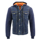 Milwaukee Leather MDM3020 Men's Blue Denim '5-in-1' Club Style Vest with Removable Hoodie