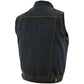 Milwaukee Leather Men's Outrider Blue Denim Motorcycle Rider Vest with Shirt Collar - MDM3080
