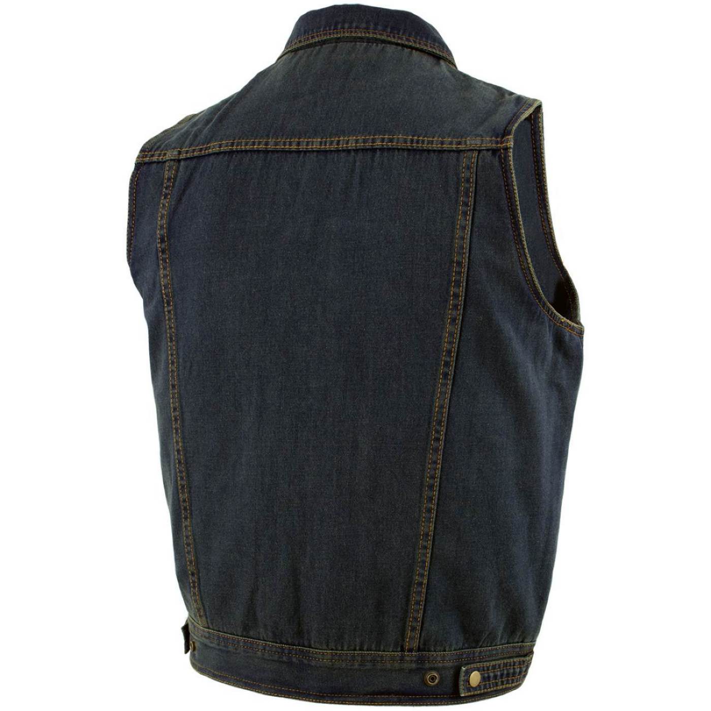 Milwaukee Leather Men's Outrider Blue Denim Motorcycle Rider Vest with Shirt Collar - MDM3080