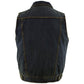 Milwaukee Leather Men's Outrider Blue Denim Motorcycle Rider Vest with Shirt Collar - MDM3080