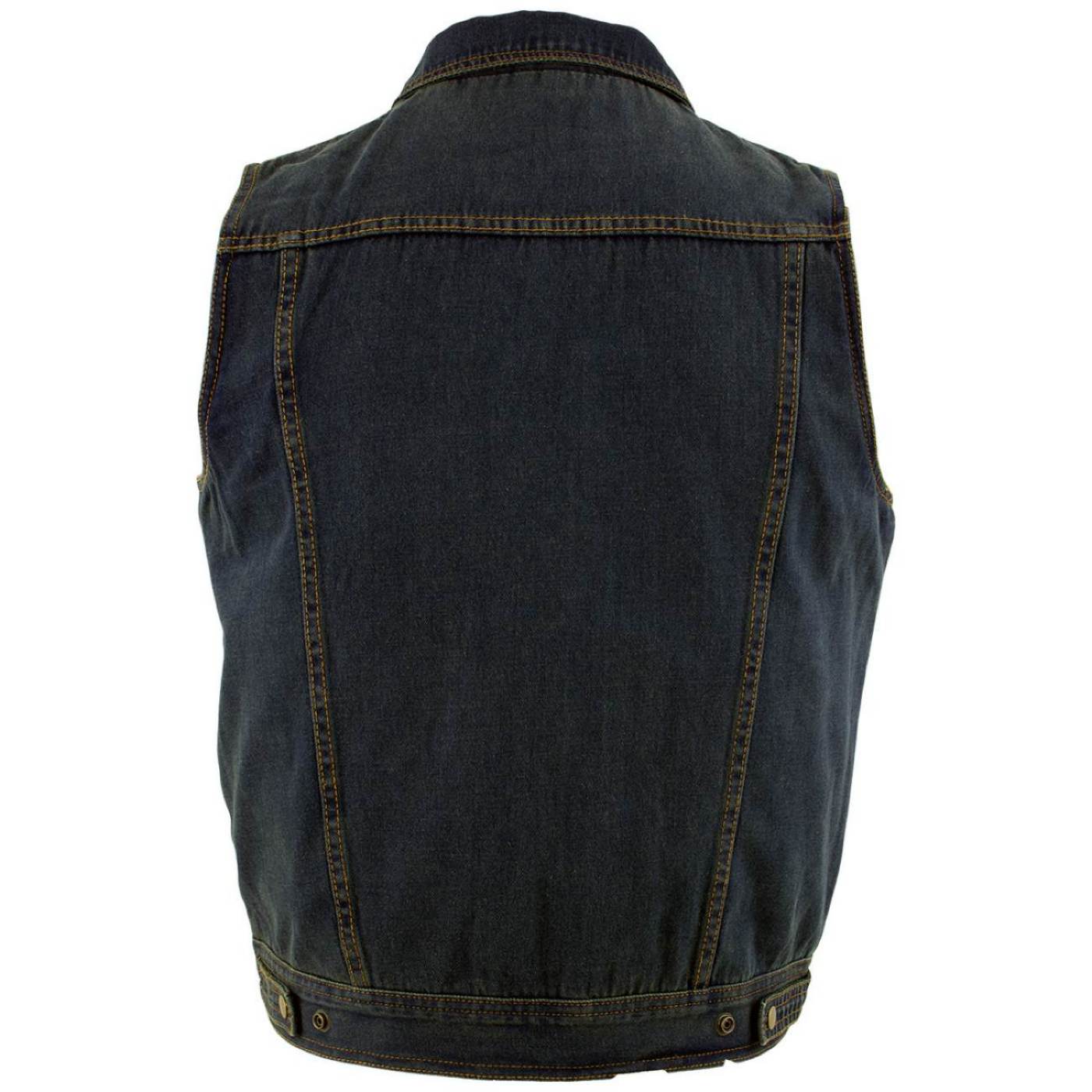 Milwaukee Leather Men's Outrider Blue Denim Motorcycle Rider Vest with Shirt Collar - MDM3080