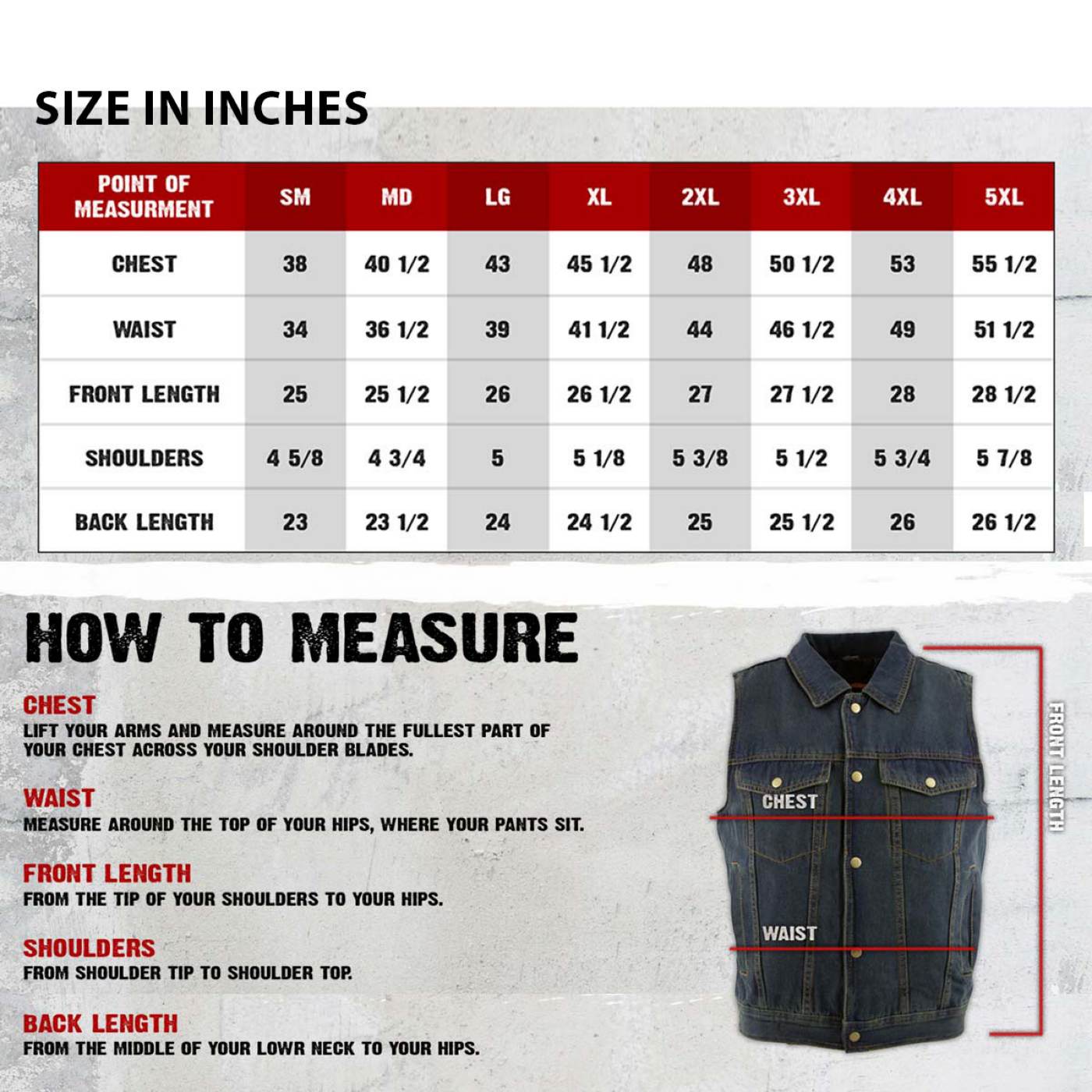 Milwaukee Leather Men's Outrider Blue Denim Motorcycle Rider Vest with Shirt Collar - MDM3080