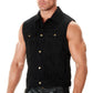 Milwaukee Leather Men's Outrider Black Denim Motorcycle Rider Vest with Shirt Collar - MDM3081