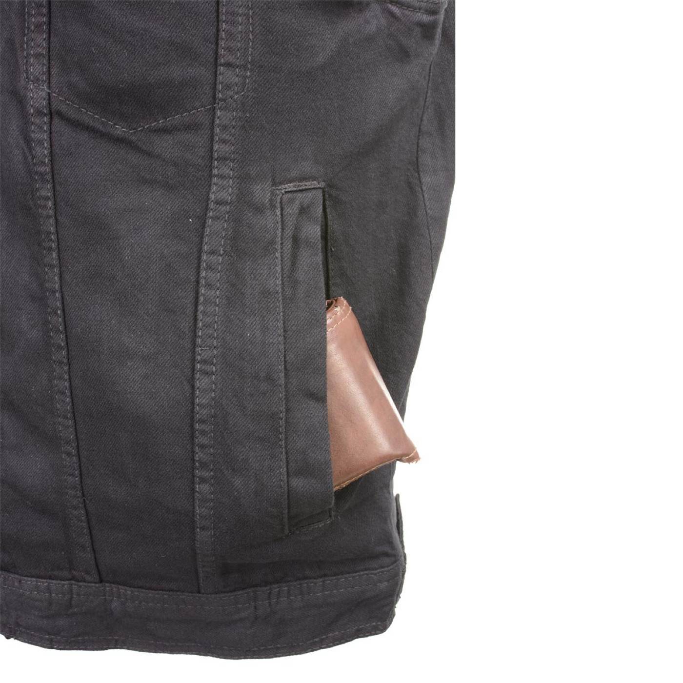 Milwaukee Leather Men's Outrider Black Denim Motorcycle Rider Vest with Shirt Collar - MDM3081