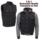 Milwaukee Leather Men's s Black Denim Club Style Motorcycle Vest w/ Removable Hoodie - MDM3083