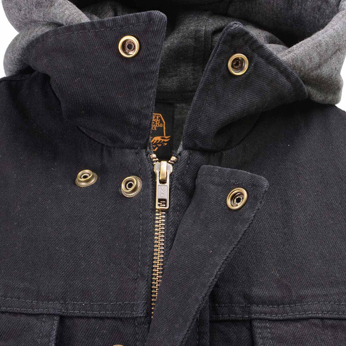 Milwaukee Leather Men's s Black Denim Club Style Motorcycle Vest w/ Removable Hoodie - MDM3083