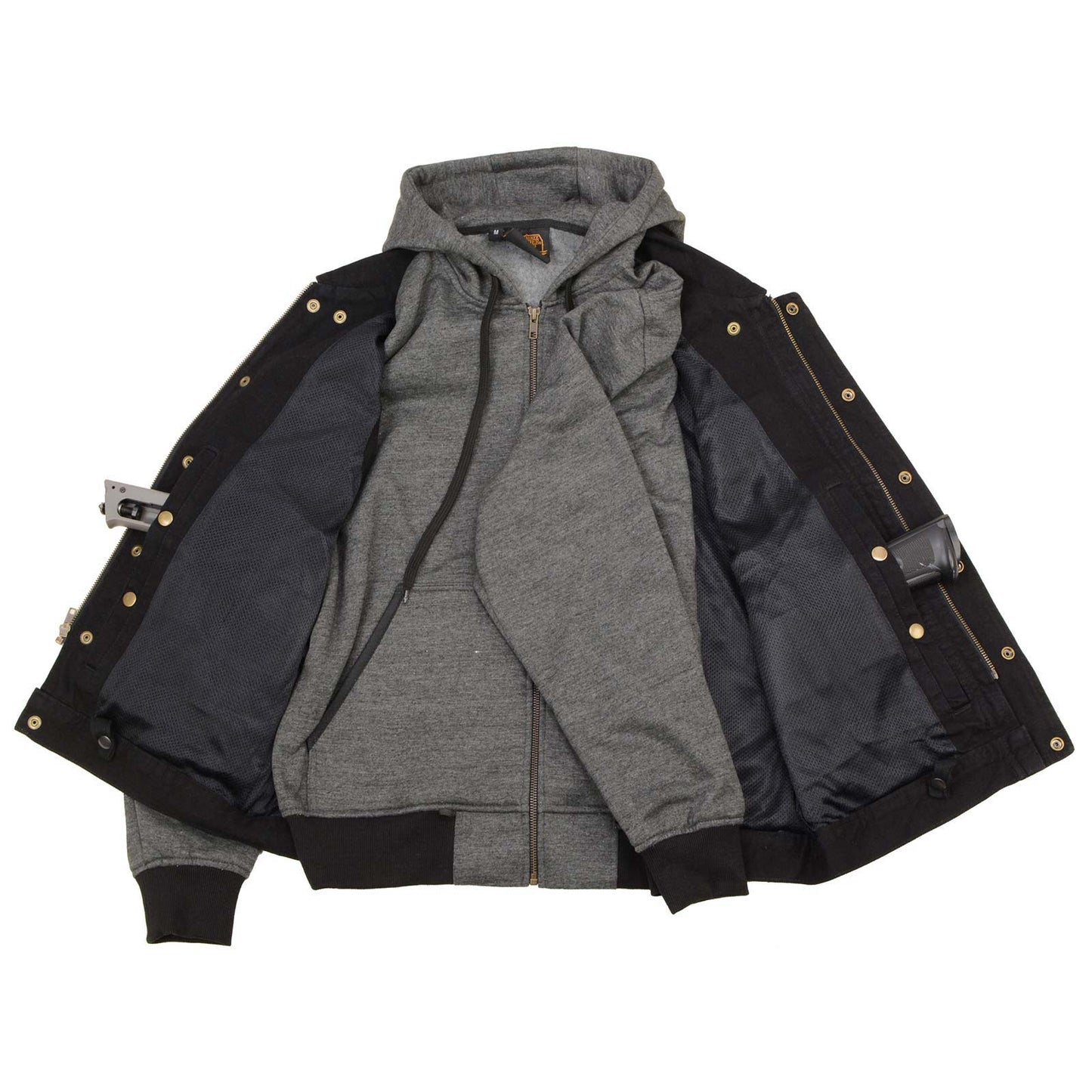 Milwaukee Leather Men's s Black Denim Club Style Motorcycle Vest w/ Removable Hoodie - MDM3083