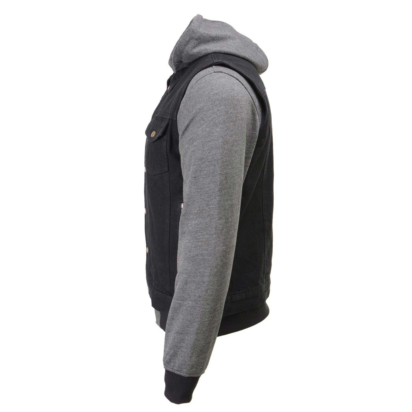 Milwaukee Leather Men's s Black Denim Club Style Motorcycle Vest w/ Removable Hoodie - MDM3083