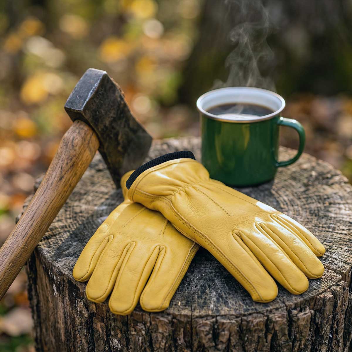 Milwaukee Leather Men's Deerskin Leather Gloves - Yellow, Soft Lined, Elastic Wrist - MG7541