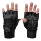Milwaukee Leather MG7562 Men's Black Leather and Spandex Gel Padded Palm Fingerless Motorcycle Hand Gloves W/ Mesh Material
