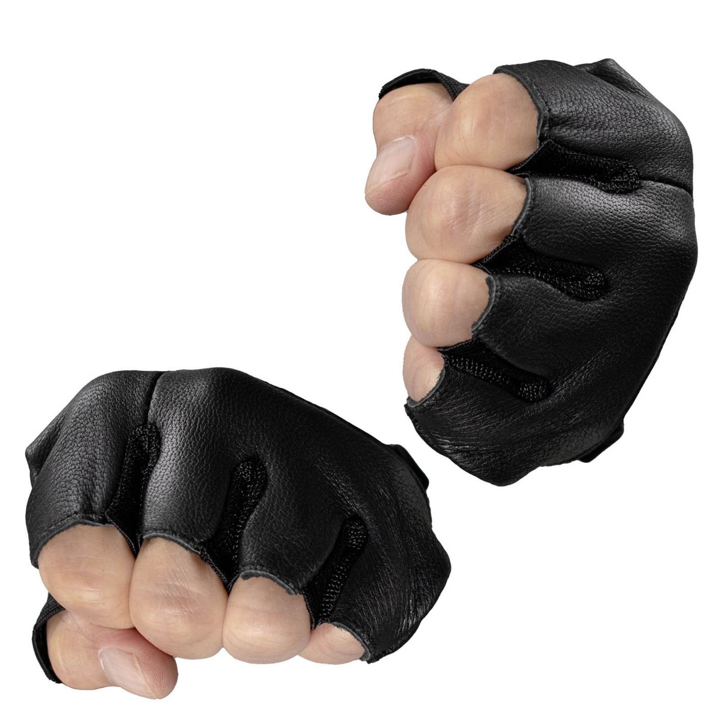 Milwaukee Leather MG7562 Men's Black Leather and Spandex Gel Padded Palm Fingerless Motorcycle Hand Gloves W/ Mesh Material