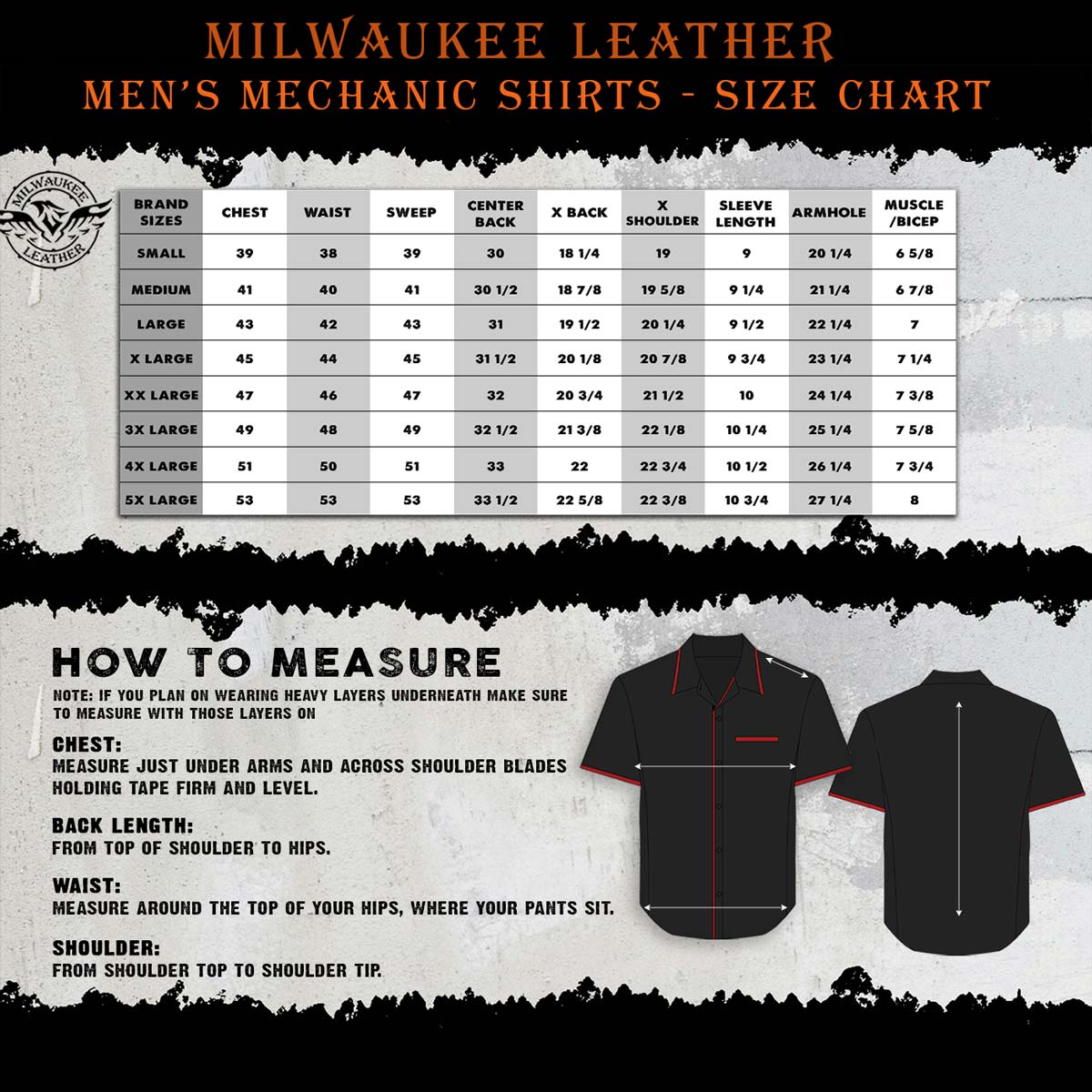 Milwaukee Leather MDM11674 Men’s Black-Grey Button-Up Heavy-Duty Work Shirt - Classic Mechanic Shirt w/ Pockets