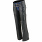 Milwaukee Leather Chaps for Women Black Low-Rise Waist- Double Buckle Reflective Embroidery Motorcycle Chap- ML1187