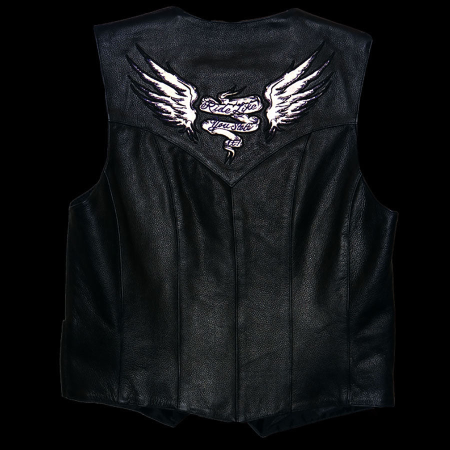 Milwaukee Leather ML1294 Ladies Black ‘Ride Like You Stole It’ Embroidered Vest