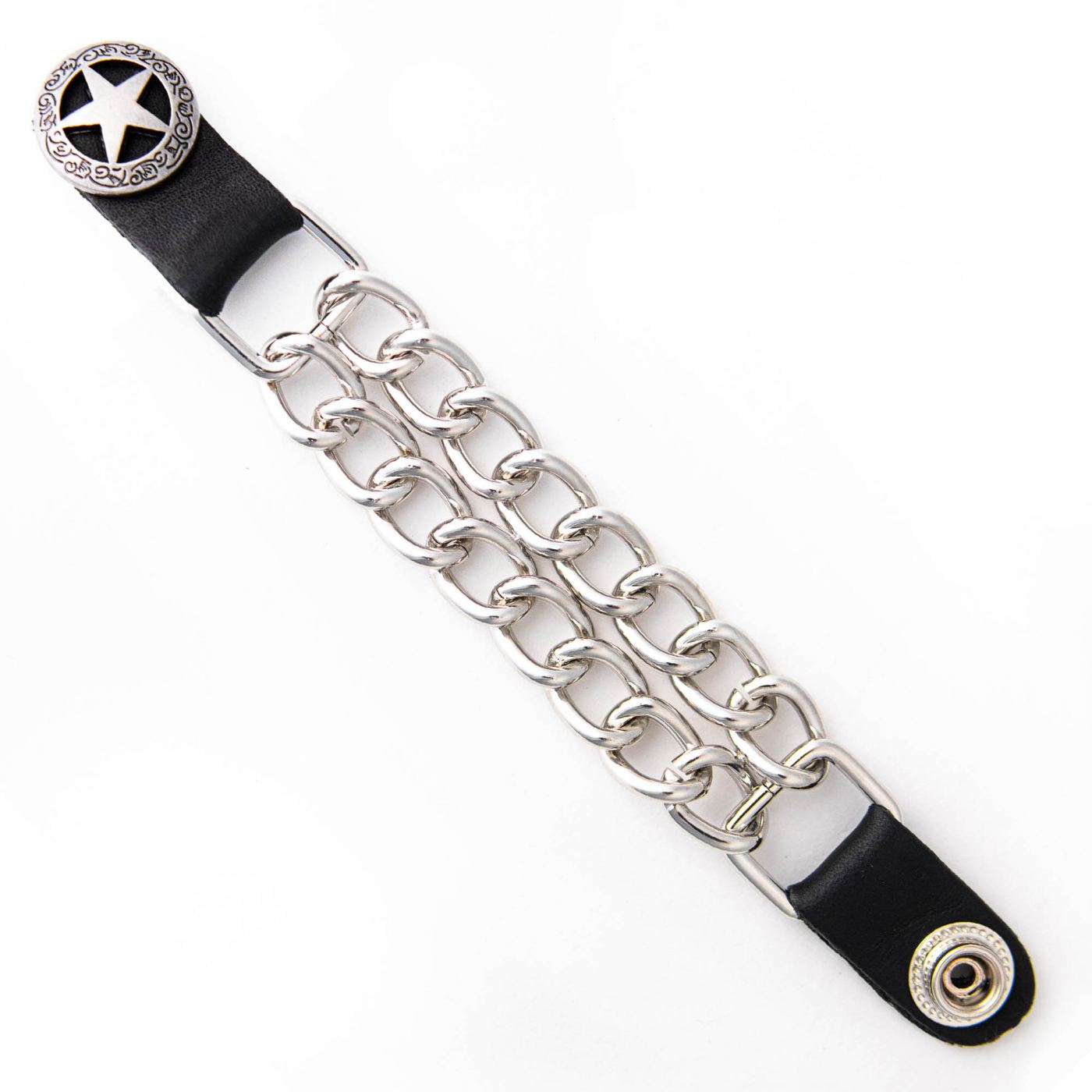 Milwaukee Leather Western Star Medallion Vest Extender - Double Chrome Chains Genuine Leather 6.5" Extension MLA1001-Single