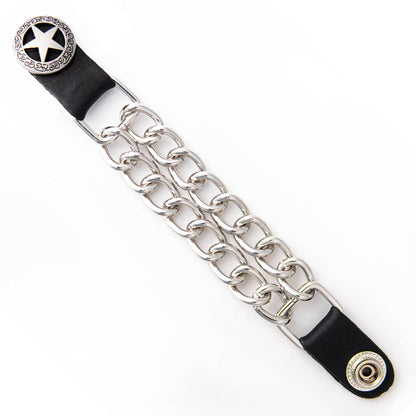 Milwaukee Leather Western Star Medallion Vest Extender - Double Chrome Chains Genuine Leather 6.5" Extension MLA1001-Single