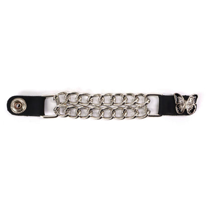 Milwaukee Leather Sparkle Butterfly Medallion Vest Extender - Double Chrome Chains Genuine Leather 6.5" Extension MLA1022-Single
