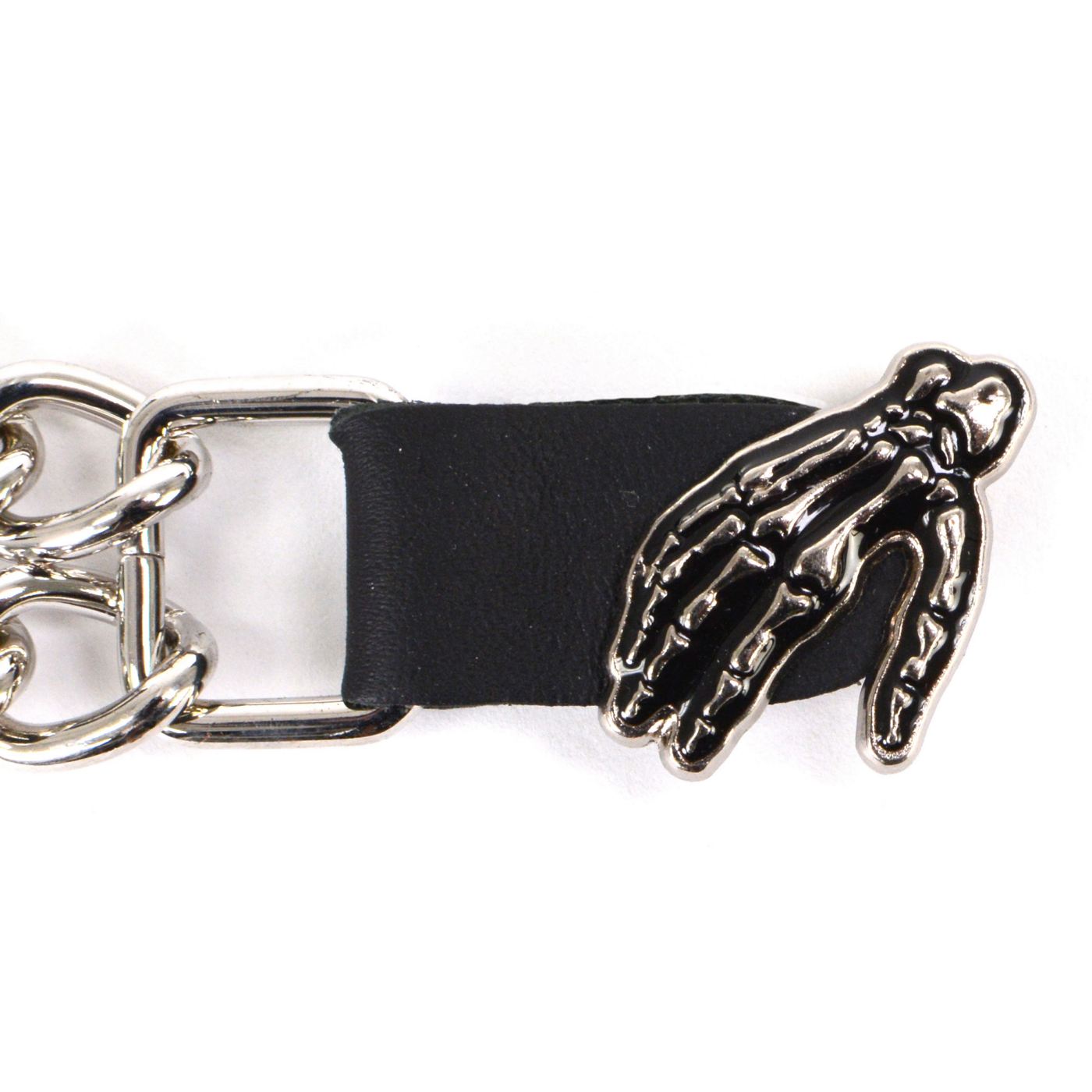 Milwaukee Leather Skeleton Hand Medallion Vest Extender - Double Chrome Chains Genuine Leather 6.5" Extension MLA1026-Single
