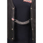 Milwaukee Leather American Flag Medallion Vest Extender - Double Chrome Chains Genuine Leather 8.5" Extension MLA1042-Single