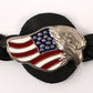 Milwaukee Leather MLA1062-Single Eagle USA Flag Vest Extender Double Chrome Chains w/ Genuine Braided Leather 4" Extension