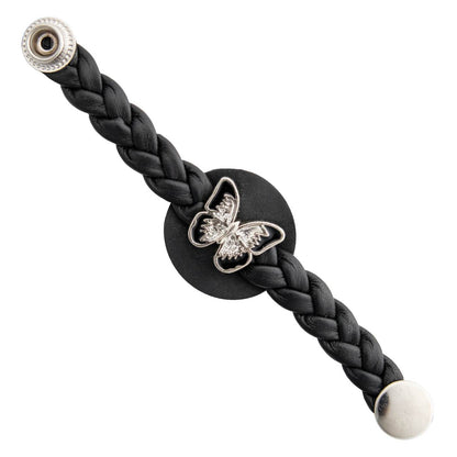 Milwaukee Leather Sparkle Butterfly Medallion Vest Extender Genuine Leather Braided Strap 6.5" Extension MLA1068-Single