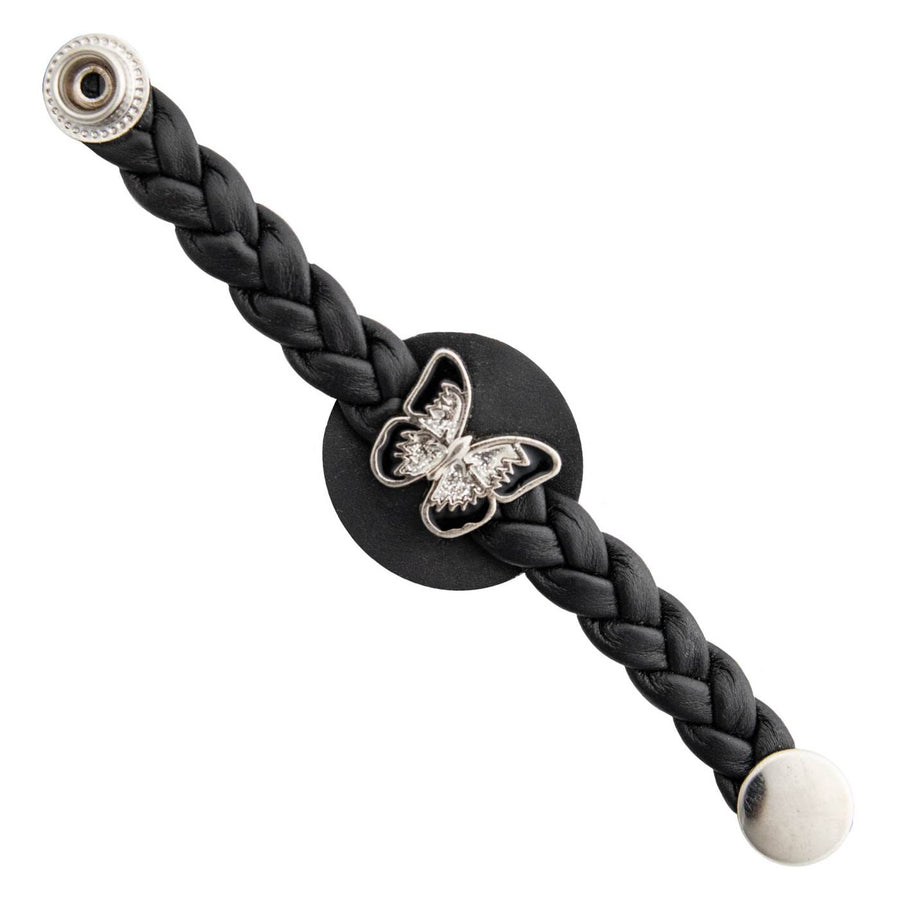 Milwaukee Leather Sparkle Butterfly Medallion Vest Extender Genuine Leather Braided Strap 6.5" Extension MLA1068-Single