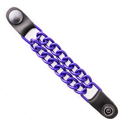 Milwaukee Leather MLA1090 Purple 4 Inch Single Vest Extender - Double Chrome Chains w/ Genuine Leather