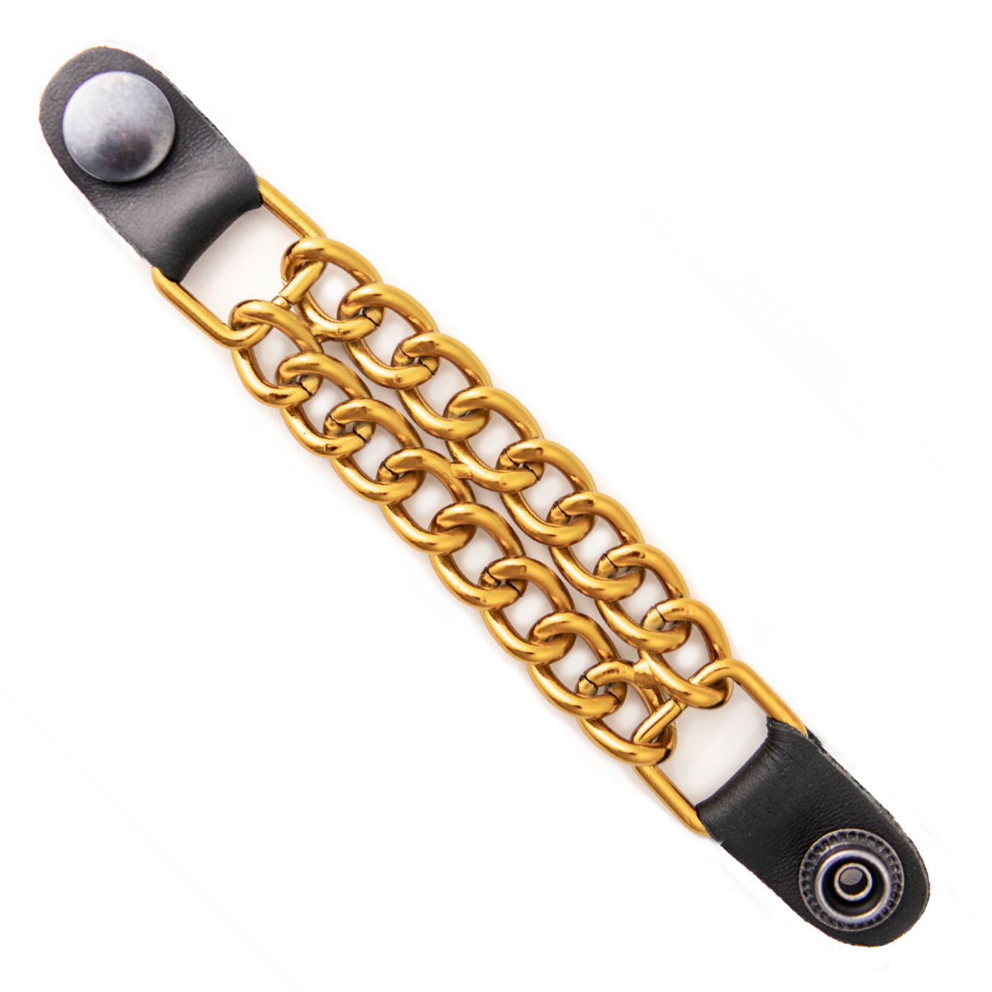 Milwaukee Leather MLA1091 Gold 4 Inch Single Vest Extender - Double Chrome Chains w/ Genuine Leather
